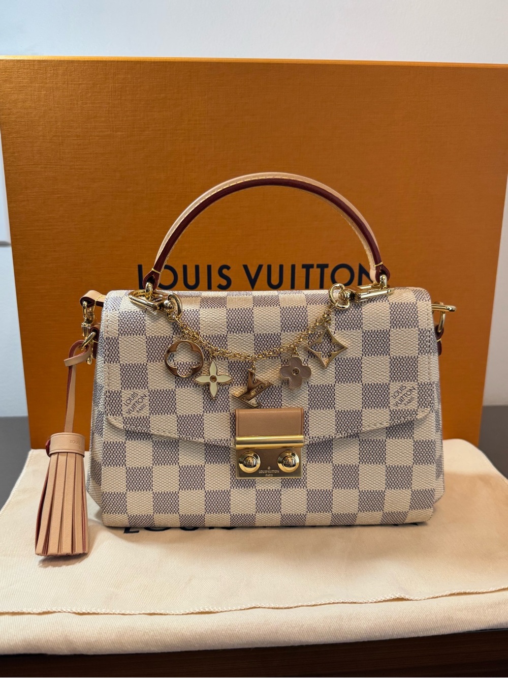 Louis Vuitton Damier Azur Canvas Top Handle Satchel with Gold Hardware - Picture 2 of 12